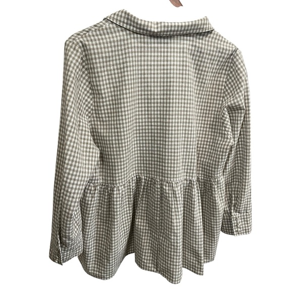 TUCKERNUCK POMANDER PLACE GINGHAM TAUPE WHITE SCARLETT LINEN COTTON BLOUSE - Picture 7 of 16